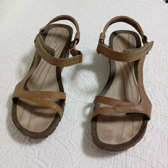 Teva Womens Size 8 Strappy Brown Wedge Sandals - Picture 10 of 10